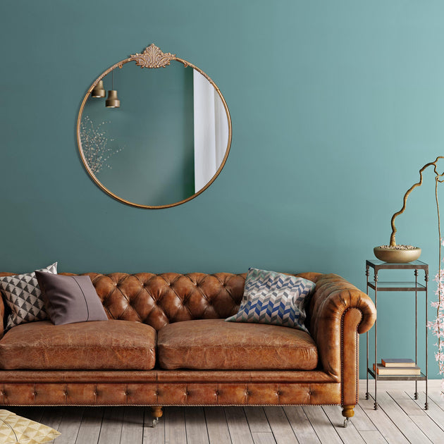 Antique Brass Round Wall Mirror - (two week lead time) - The Forest & Co.