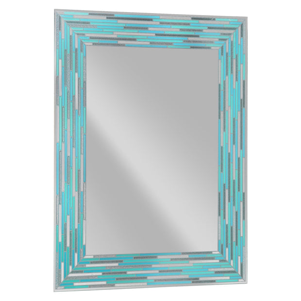 Head West Frameless Reeded Rectangular Tiled Printed Wall Mirror