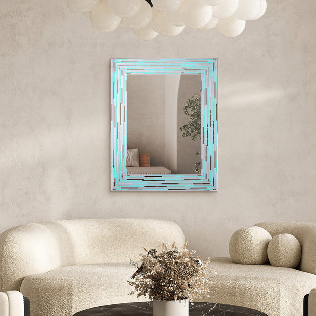 Head West Frameless Reeded Rectangular Tiled Printed Wall Mirror