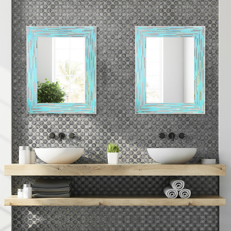 Head West Frameless Reeded Rectangular Tiled Printed Wall Mirror