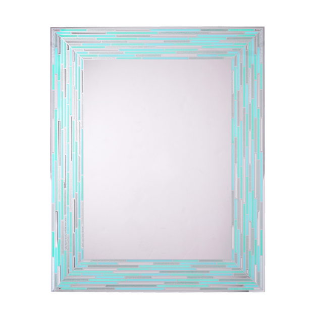 Head West Frameless Reeded Rectangular Tiled Printed Wall Mirror