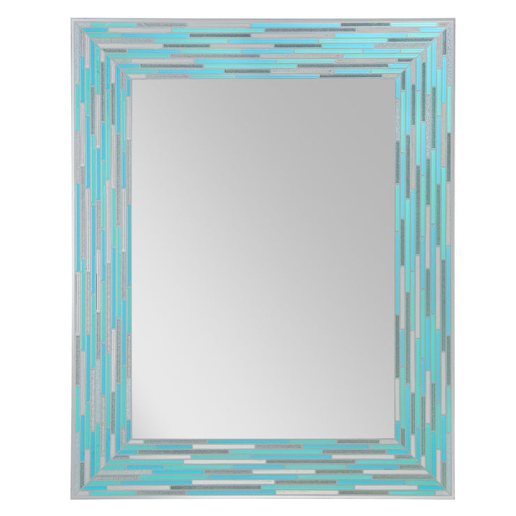 Head West Frameless Reeded Rectangular Tiled Printed Wall Mirror