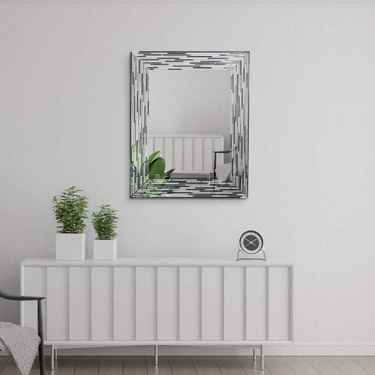 Head West Frameless Reeded Rectangular Tiled Printed Wall Mirror