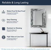 Head West Frameless Reeded Rectangular Tiled Printed Wall Mirror