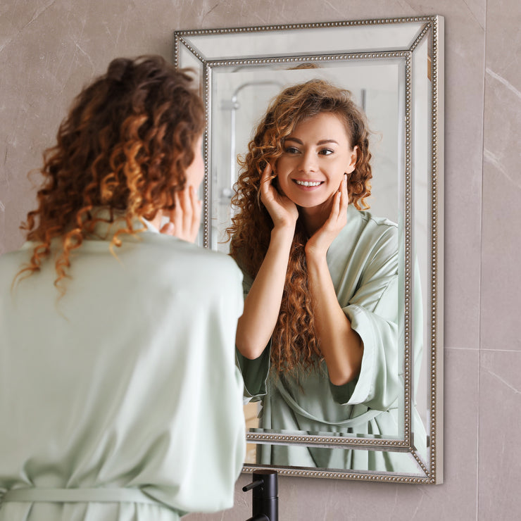 Metro Beaded Glass Framed Vanity Mirror