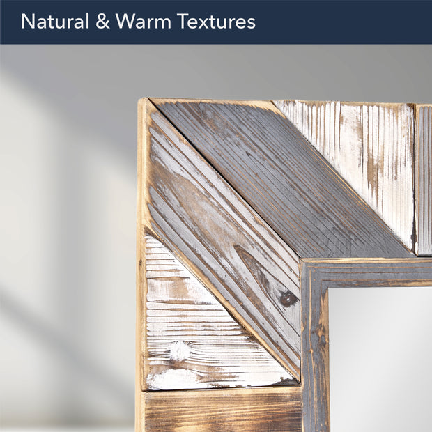 Rustic Wood Plank Framed Farmhouse Rectangular Wall Mirror
