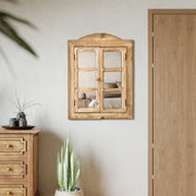 Rustic Wooden Dual Window Shutter Wall Mirror