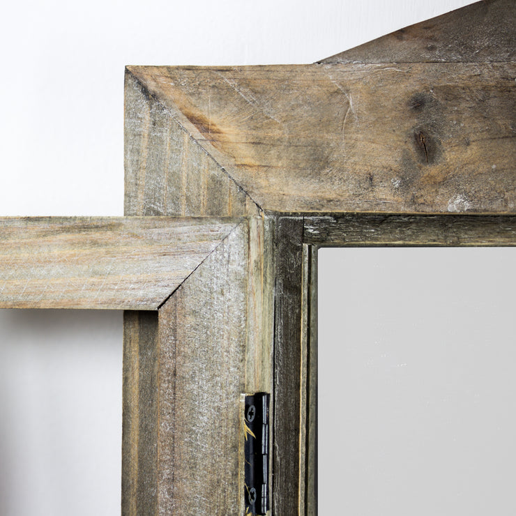 Rustic Wooden Dual Window Shutter Wall Mirror
