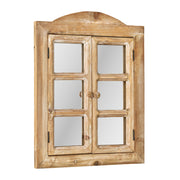 Rustic Wooden Dual Window Shutter Wall Mirror