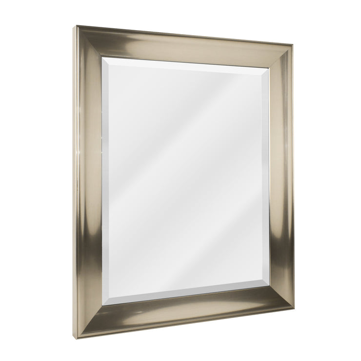 Traditional Brushed Nickel Framed Wall Vanity Mirror