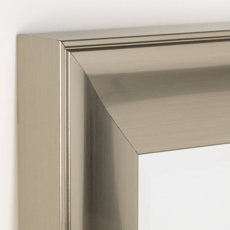 Traditional Brushed Nickel Framed Wall Vanity Mirror