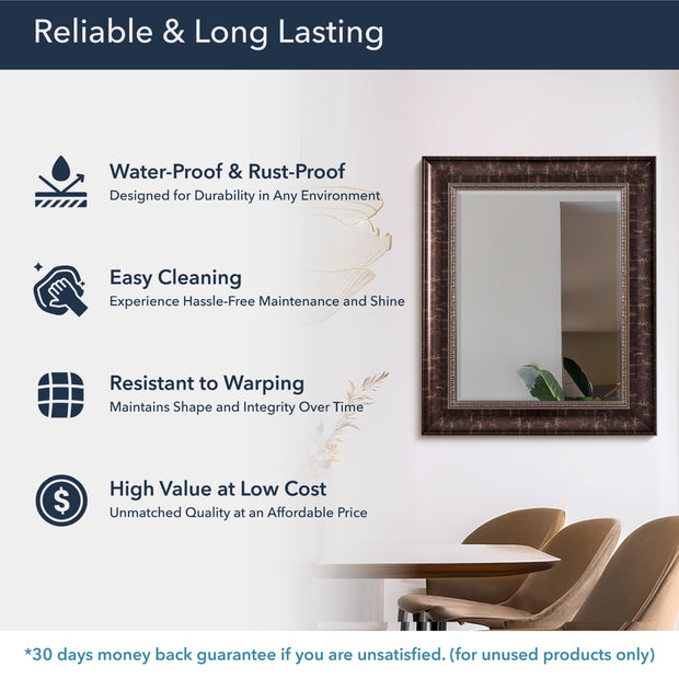 Distressed Embossed Bronze Framed Wall Vanity Mirror