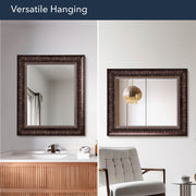 Distressed Embossed Bronze Framed Wall Vanity Mirror