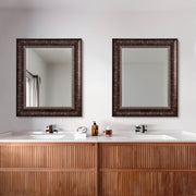 Distressed Embossed Bronze Framed Wall Vanity Mirror