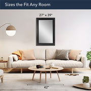 Distressed Black Two-Step Rectangular Framed Beveled Mirror