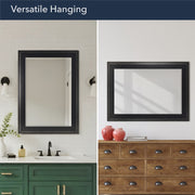 Distressed Black Two-Step Rectangular Framed Beveled Mirror