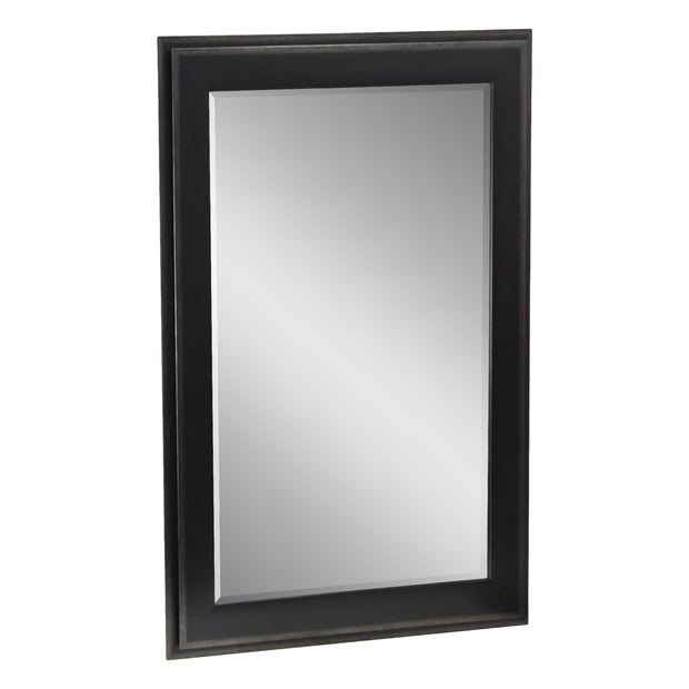 Distressed Black Two-Step Rectangular Framed Beveled Mirror