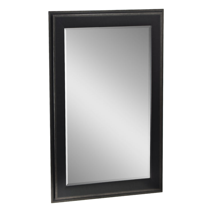 Distressed Black Two-Step Rectangular Framed Beveled Mirror