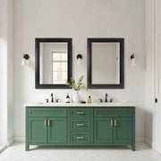 Distressed Black Two-Step Rectangular Framed Beveled Mirror