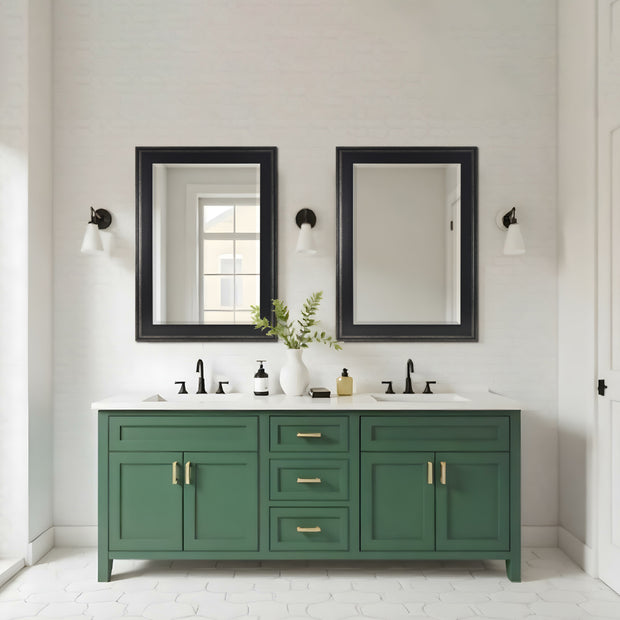 Distressed Black Two-Step Rectangular Framed Beveled Mirror