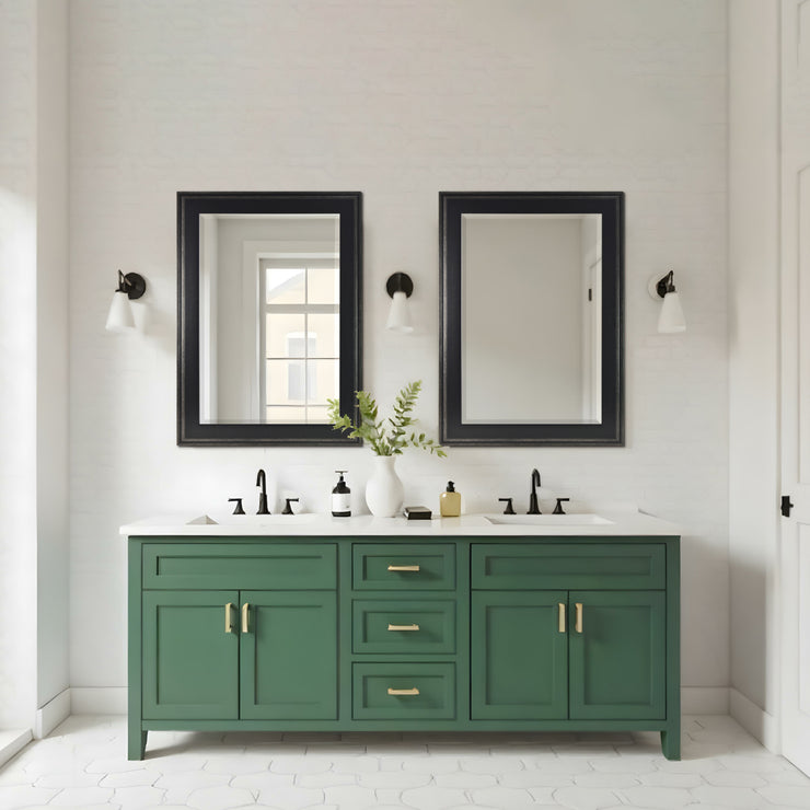 Distressed Black Two-Step Rectangular Framed Beveled Mirror