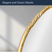 Antique Brass Round Ornate Metal Accent Wall Mirror