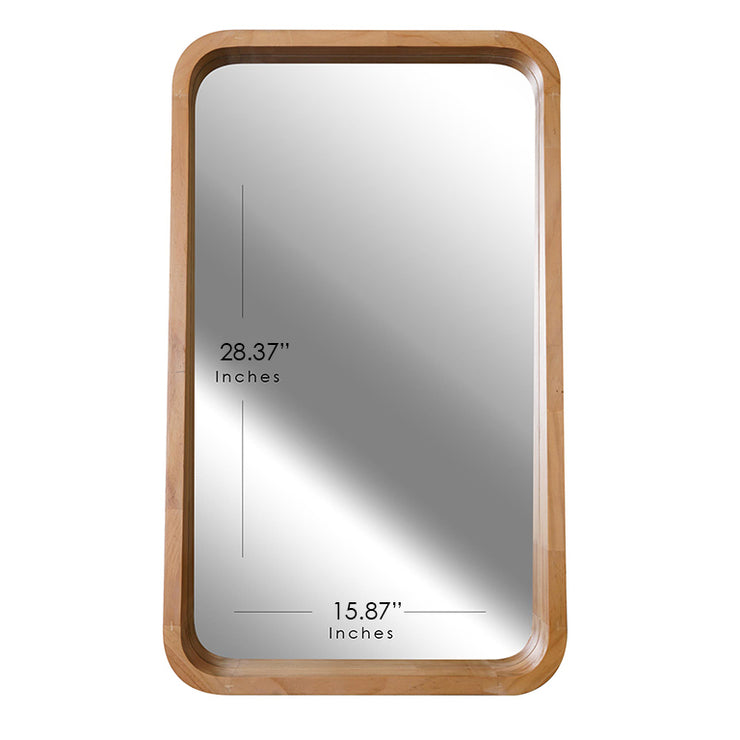 Contemporary Raised Lip Natural Wood Framed Wall Mirror