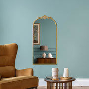 Arch Antique Gold Ornate Metal Accent Wall Mirror