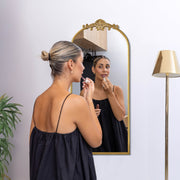 Arch Antique Gold Ornate Metal Accent Wall Mirror
