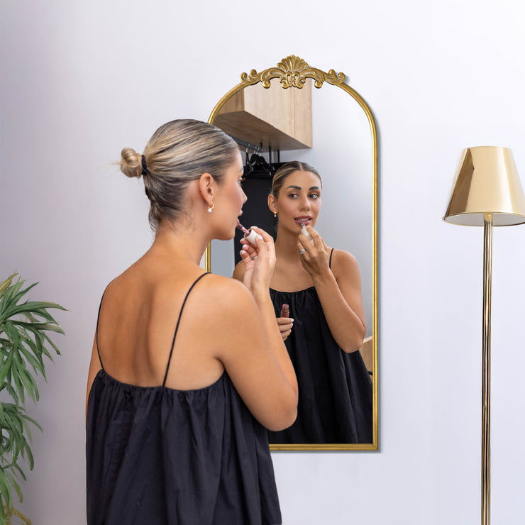 Arch Antique Gold Ornate Metal Accent Wall Mirror