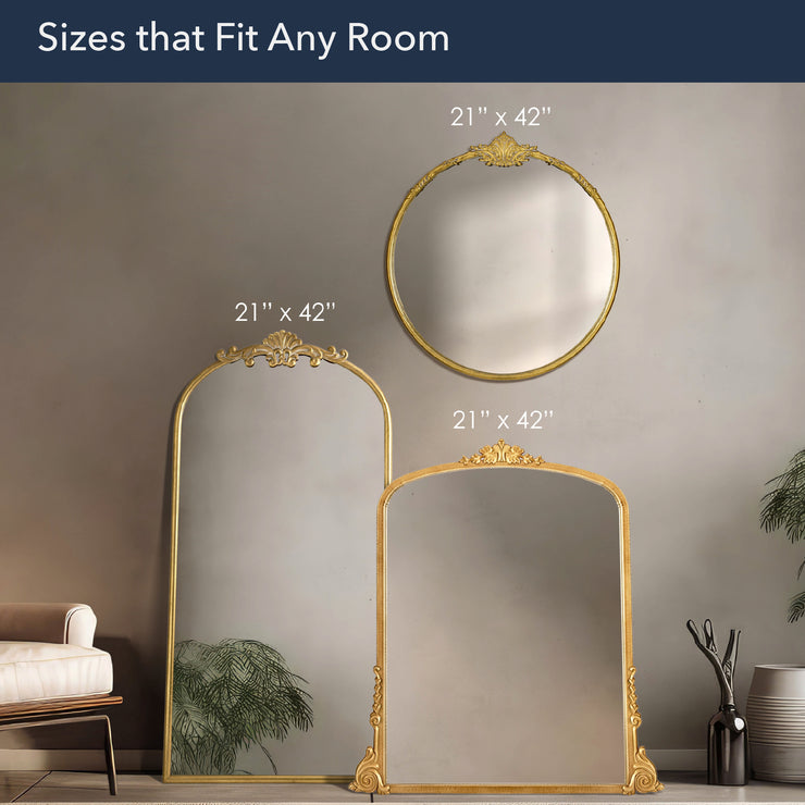 Arch Antique Gold Ornate Metal Accent Wall Mirror