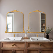 Arch Antique Gold Ornate Scroll Metal Accent Wall Mirror