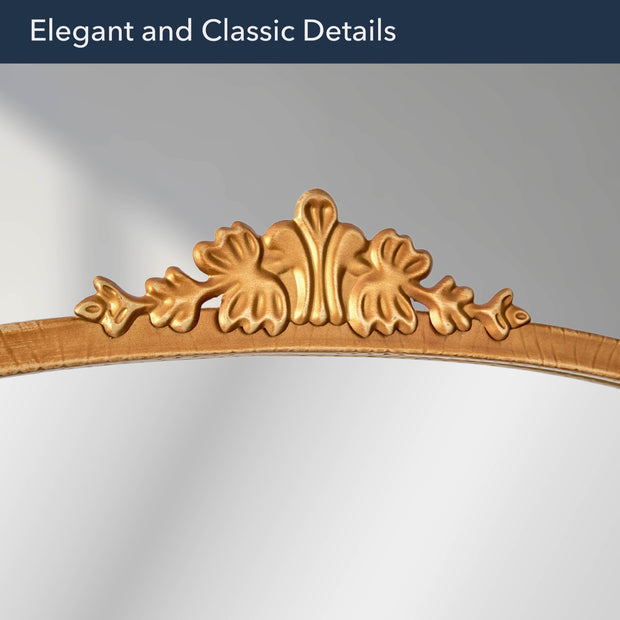 Arch Antique Gold Ornate Scroll Metal Accent Wall Mirror