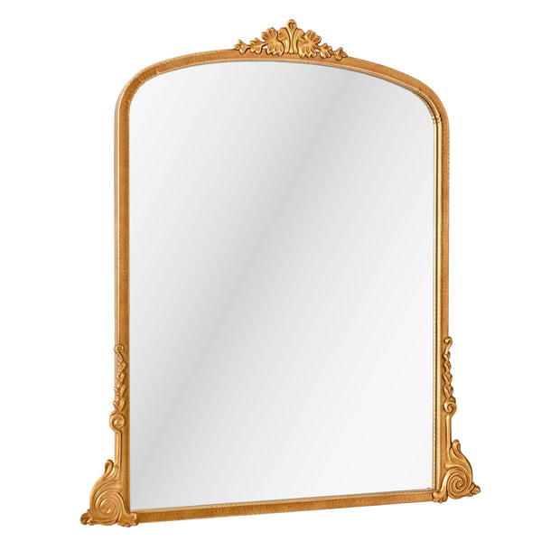 Arch Antique Gold Ornate Scroll Metal Accent Wall Mirror