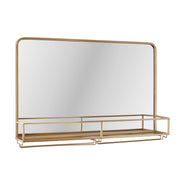 Gold Frame Rectangle Vanity Wall Mirror with Storage
