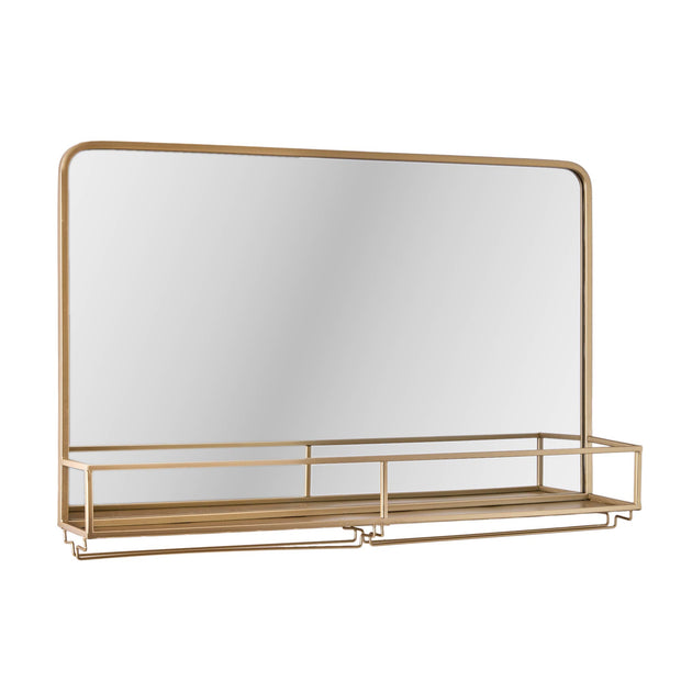 Gold Frame Rectangle Vanity Wall Mirror with Storage