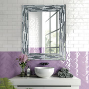 Head West Frameless Reeded Rectangular Tiled Printed Wall Mirror