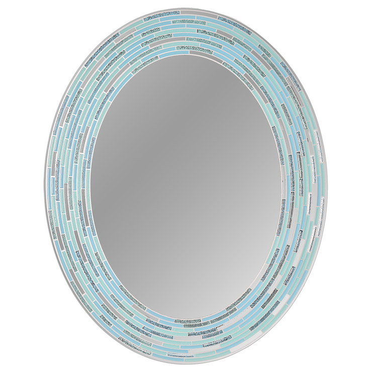 Head West Oval Frameless Reeded Tiled Printed Wall Vanity Mirror