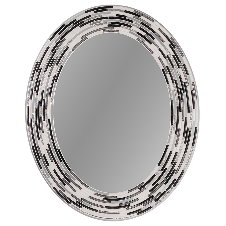 Head West Oval Frameless Reeded Tiled Printed Wall Vanity Mirror