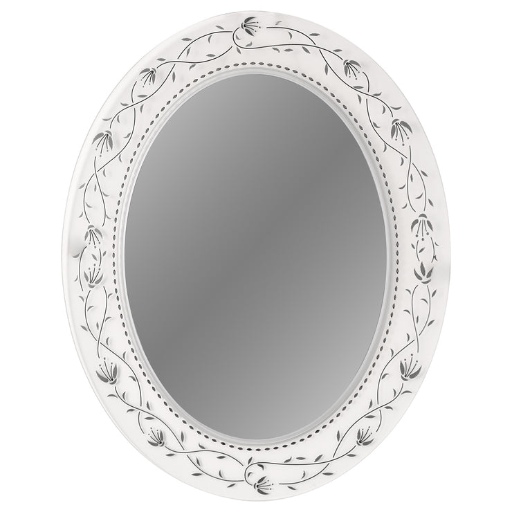 Head West Oval Frameless Frosted Etched Wall Vanity Mirror