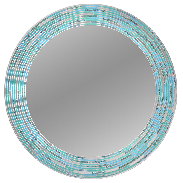 Head West Round Frameless Reeded Tiled Printed Wall Vanity Mirror