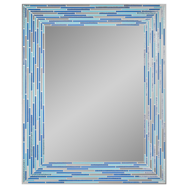 Head West Frameless Reeded Rectangular Tiled Printed Wall Mirror