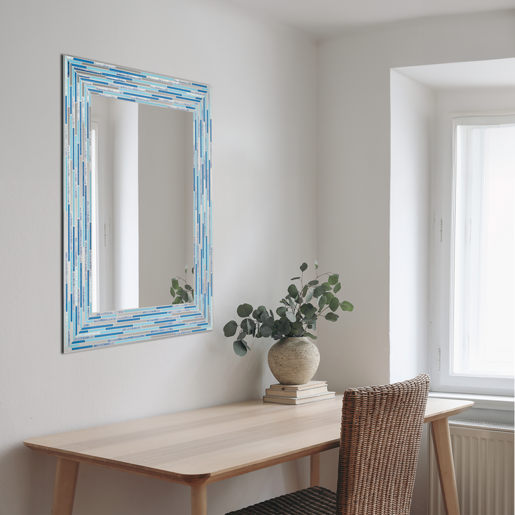 Head West Frameless Reeded Rectangular Tiled Printed Wall Mirror