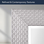 Champagne Silver Honeycomb Embossed Framed Beveled Wall Mirror