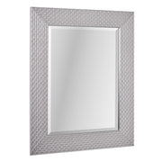 Champagne Silver Honeycomb Embossed Framed Beveled Wall Mirror