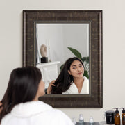 Distressed Embossed Bronze Framed Wall Vanity Mirror