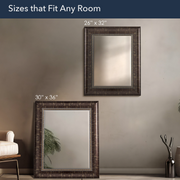 Distressed Embossed Bronze Framed Wall Vanity Mirror