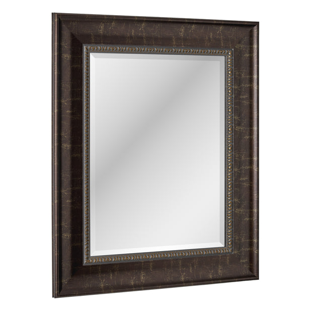Distressed Embossed Bronze Framed Wall Vanity Mirror