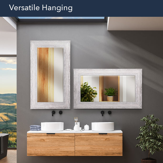 Chrome Textured Frame Accent Wall Mirror