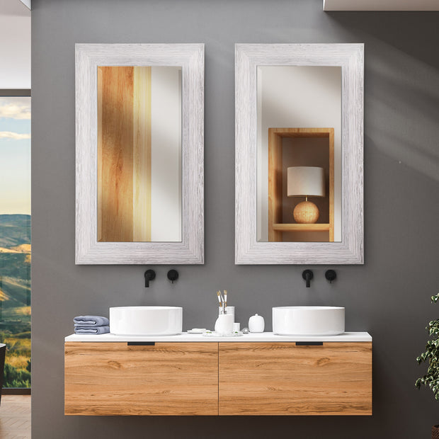 Chrome Textured Frame Accent Wall Mirror